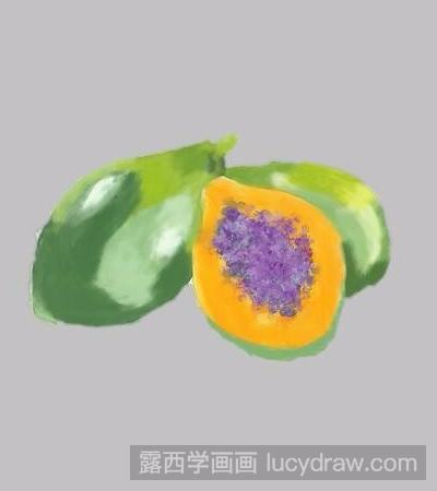 水果水彩画：教你画木瓜