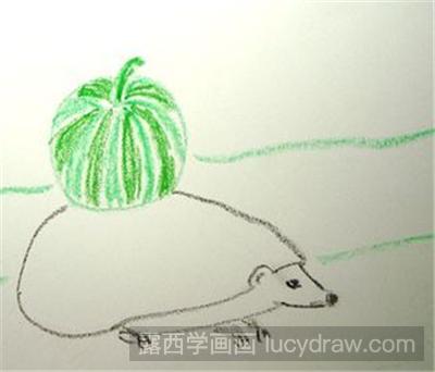 儿童画教程：搬西瓜的小刺猬