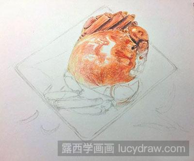 怎么绘制彩铅画大闸蟹