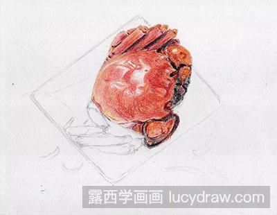 怎么绘制彩铅画大闸蟹