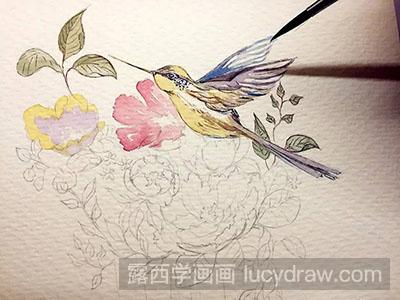 怎么绘制蜂鸟与花