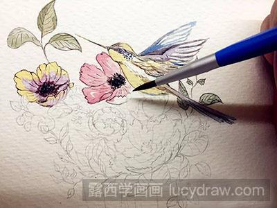 怎么绘制蜂鸟与花