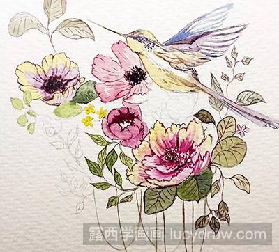 怎么绘制蜂鸟与花