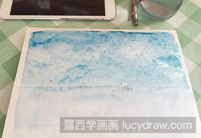 水彩画教程-怎么绘制蔚蓝大海