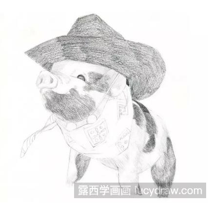 素描小香猪的画法