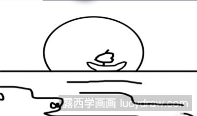 简笔画教程：怎么画海边夕阳