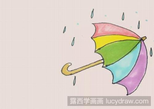 简笔画教程：一把倾斜的雨伞