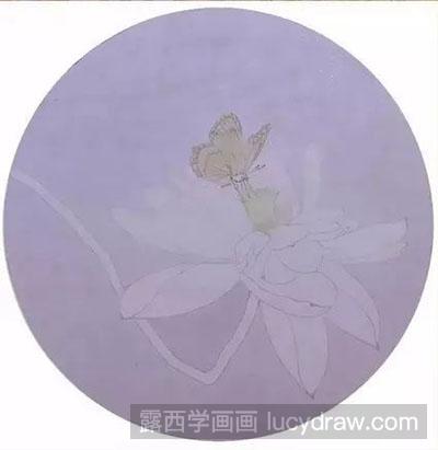 工笔画教程：怎么绘制荷花与蝴蝶