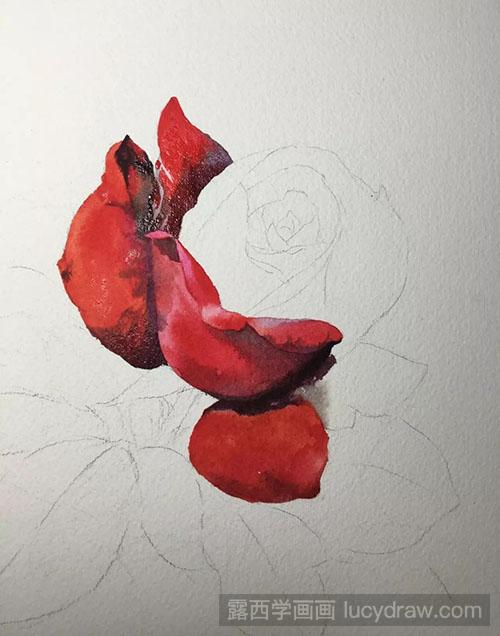 水彩画教程-怎么绘制红玫瑰