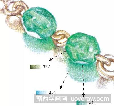 彩铅画教程-怎么绘制绿宝石耳坠