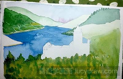 水彩画教程-城堡的绘制方法