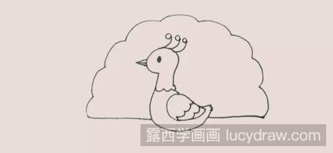 简笔画教程：孔雀开屏