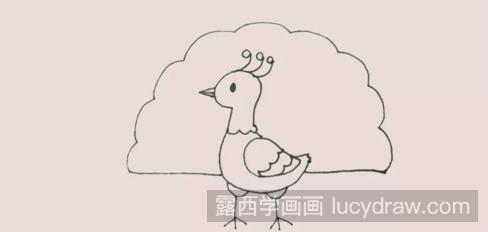 简笔画教程：孔雀开屏