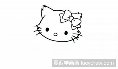 简笔画教程：戴着蝴蝶结的小猫