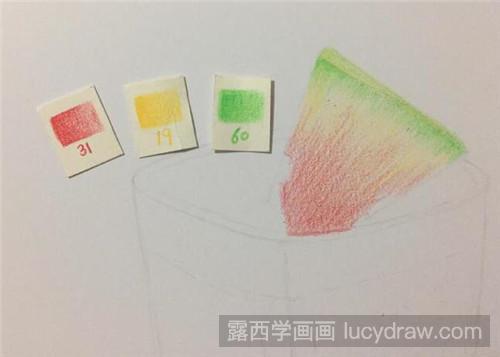 西瓜冰饮彩铅画教程