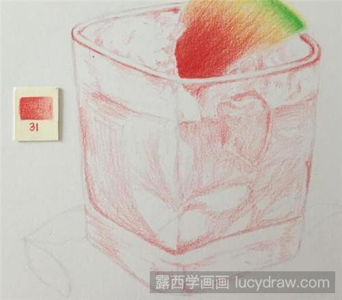 西瓜冰饮彩铅画教程