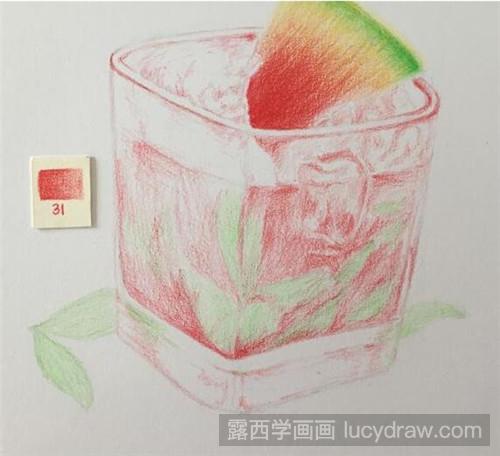 西瓜冰饮彩铅画教程