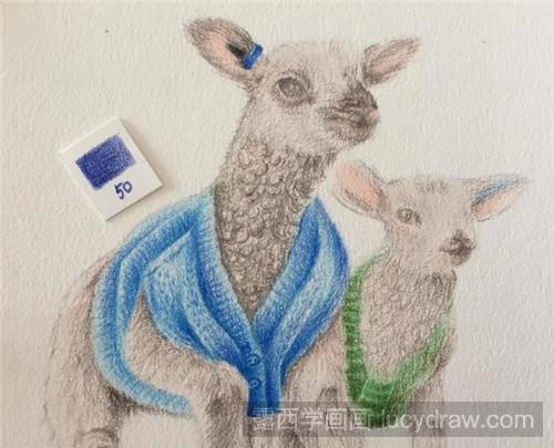 彩铅画教程：两只山羊