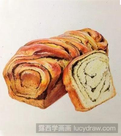 彩铅画教程-红豆吐司面包的绘制方法
