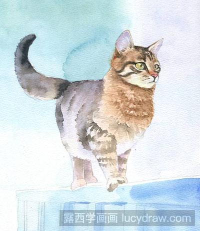怎么画水彩画栅栏上的猫