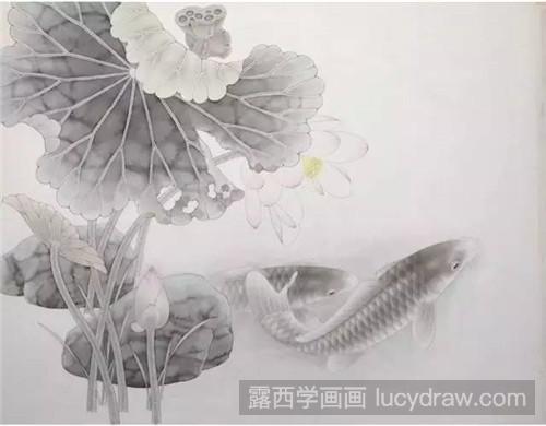 工笔画教程：鲤鱼戏荷