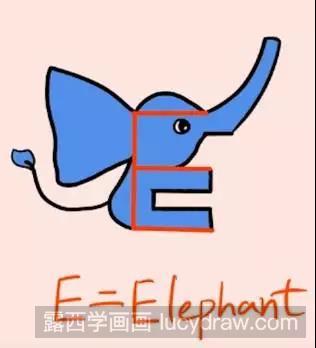 个英文字母演示出各种各样的小动物,这个e字演变出来的大象你学会了吗