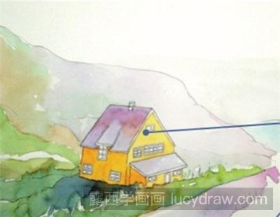 水彩画教程：山脚下的小木屋