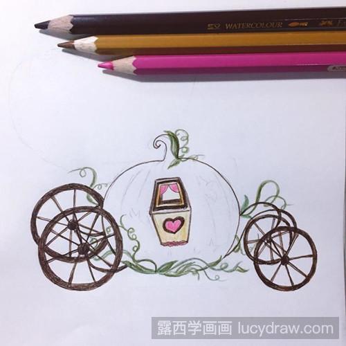 彩铅画教程：灰姑娘的南瓜马车