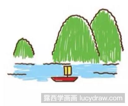 山水风景简笔画步骤教程