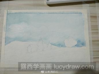 水彩画雪景教程