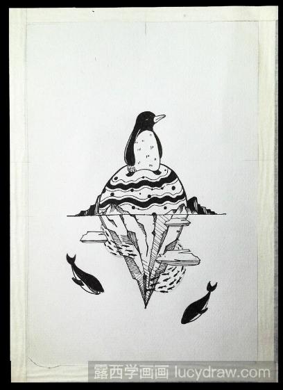 水彩手绘插画教程：南极小企鹅的画法