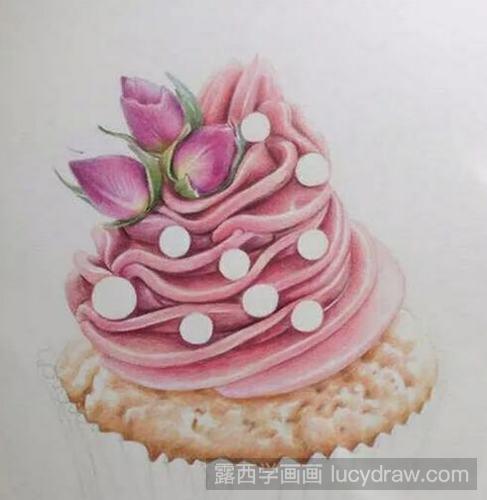 草莓杯子蛋糕彩铅画