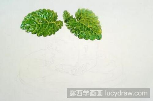 柠檬冰块彩铅画教程