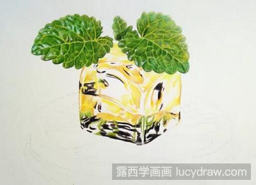 柠檬冰块彩铅画教程