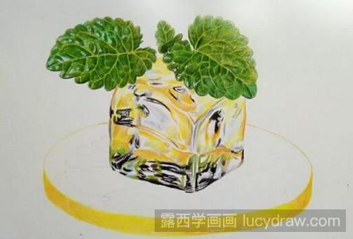 柠檬冰块彩铅画教程