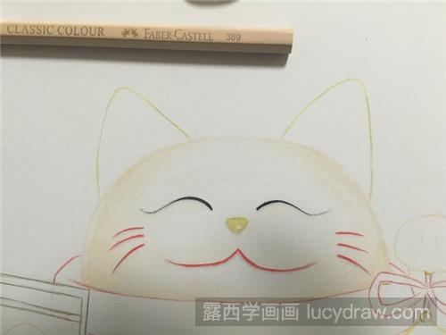 招财猫彩铅画教程