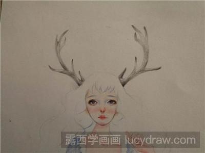 彩铅画教程：教你画麋鹿姑娘