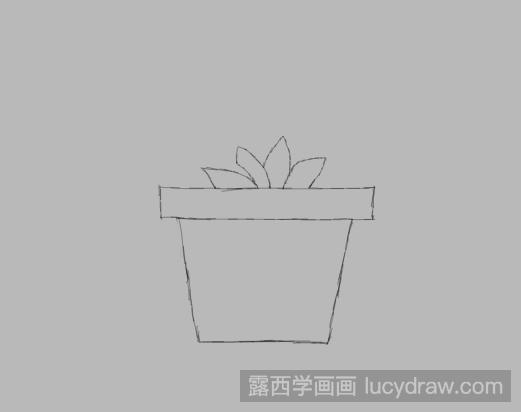 简单的花盆花朵的简笔画画法