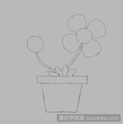 简单的花盆花朵的简笔画画法