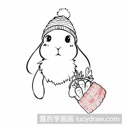 简笔画教程：教你画雪人版小兔子