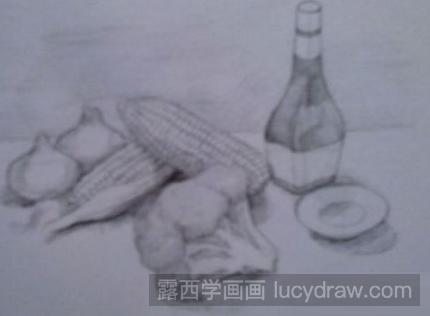 素描教程：教你画蔬菜和酱油