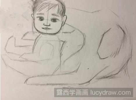 简笔画教程：教你画小孩与狗