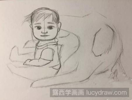 简笔画教程：教你画小孩与狗