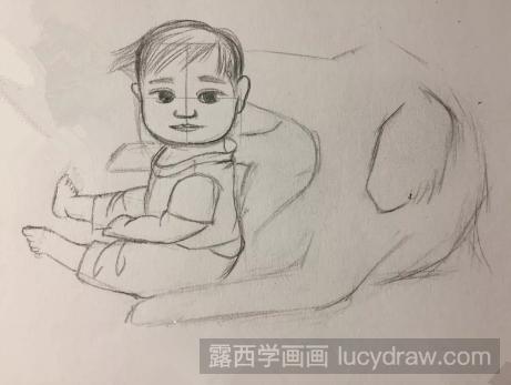 简笔画教程：教你画小孩与狗