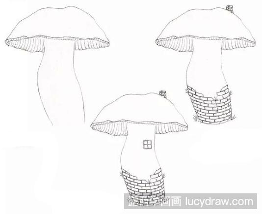 蘑菇房子水彩教程