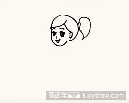 儿童画贴福字的小女孩