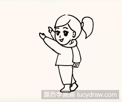 儿童画贴福字的小女孩