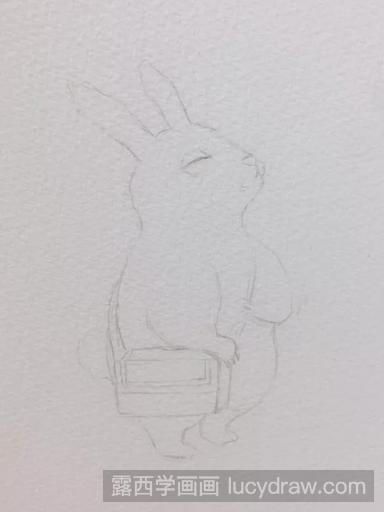 水彩画教程：教你画爱上学的兔子    