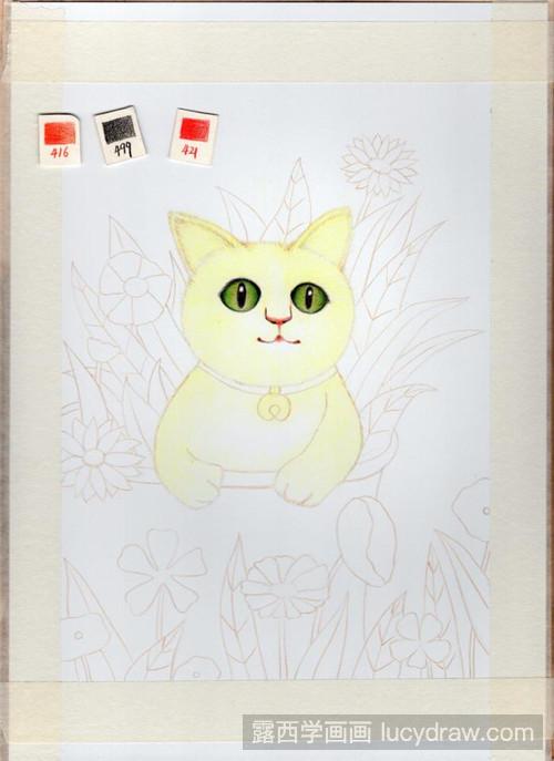 插画教程：花丛中的小猫咪