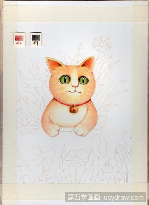 插画教程：花丛中的小猫咪